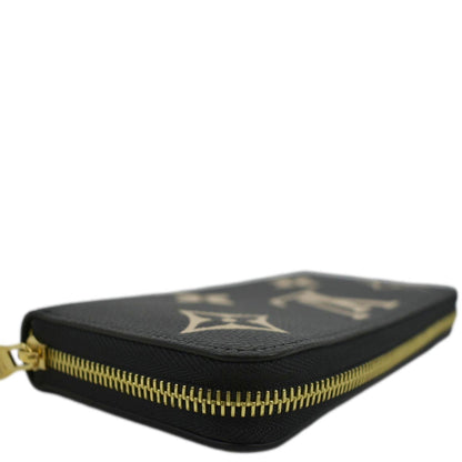 LOUIS VUITTON Bicolor Monogram Empreinte Leather Zippy Wallet Black