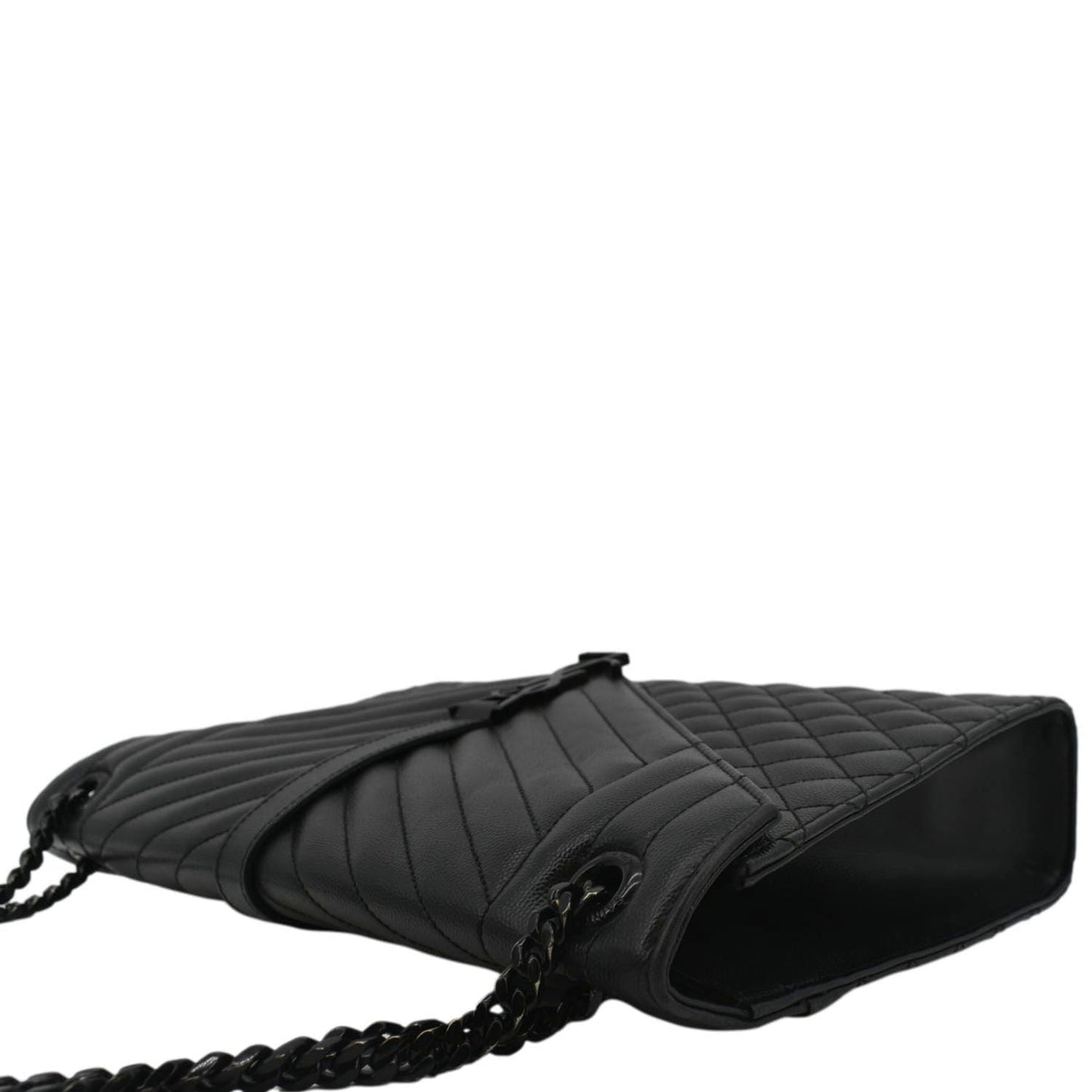 YVES SAINT LAURENT Envelope Mix Matelassé Chain Leather Shoulder Bag Black