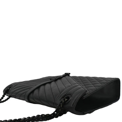 YVES SAINT LAURENT Envelope Mix Matelassé Chain Leather Shoulder Bag Black