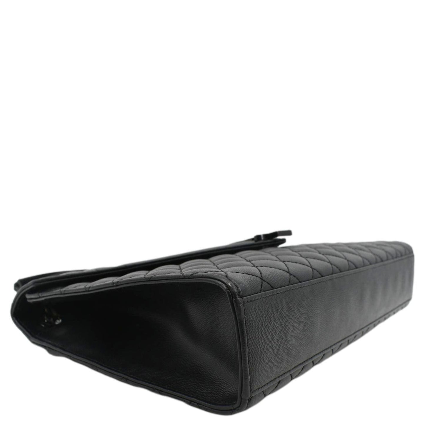 YVES SAINT LAURENT Envelope Mix Matelassé Chain Leather Shoulder Bag Black