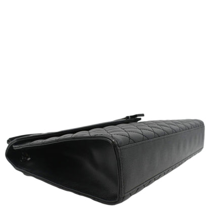 YVES SAINT LAURENT Envelope Mix Matelassé Chain Leather Shoulder Bag Black