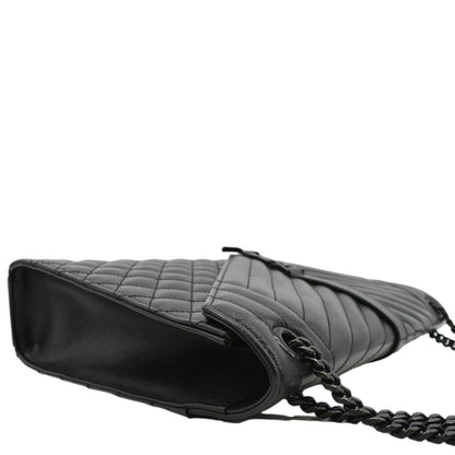 YVES SAINT LAURENT Envelope Mix Matelassé Chain Leather Shoulder Bag Black