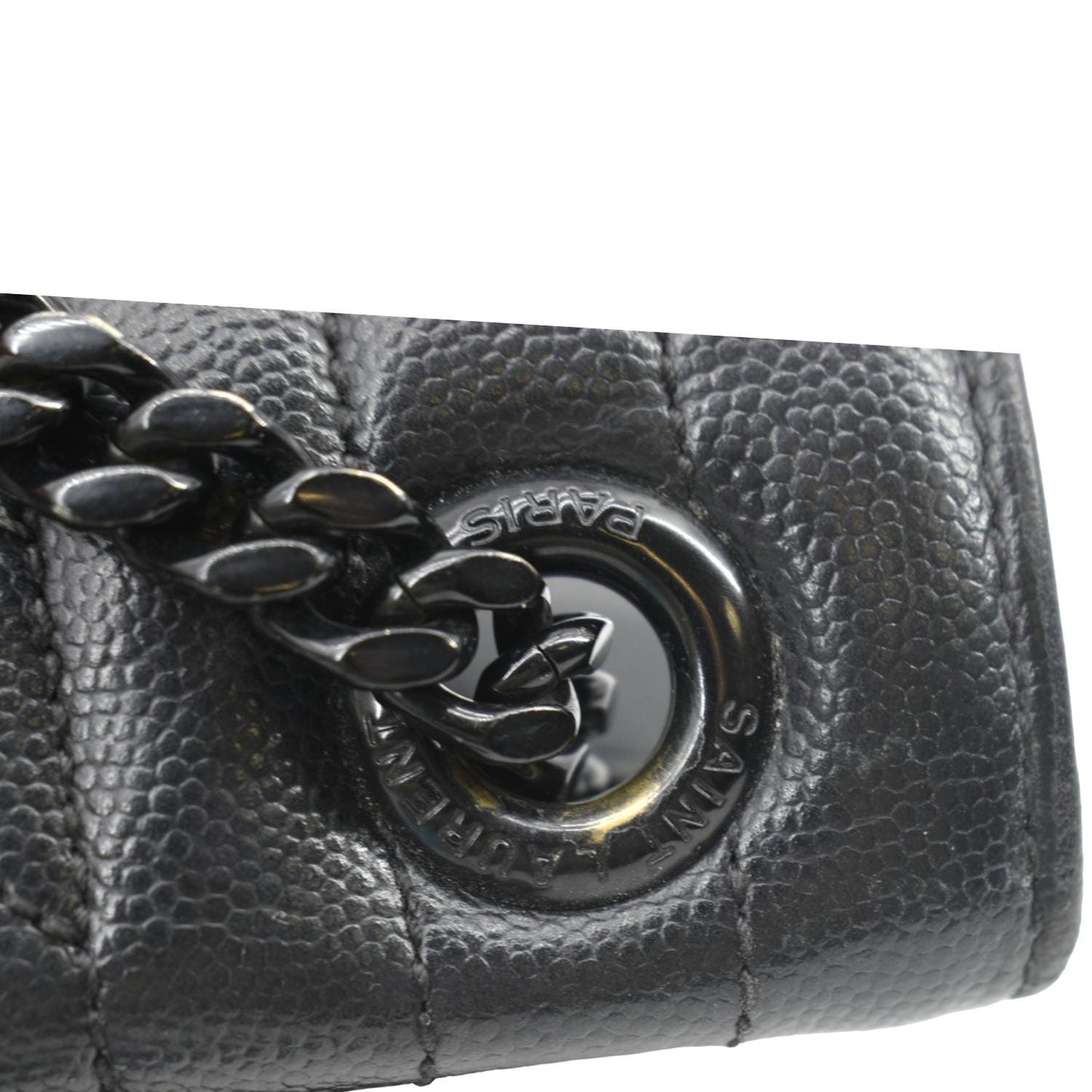 YVES SAINT LAURENT Envelope Mix Matelassé Chain Leather Shoulder Bag Black