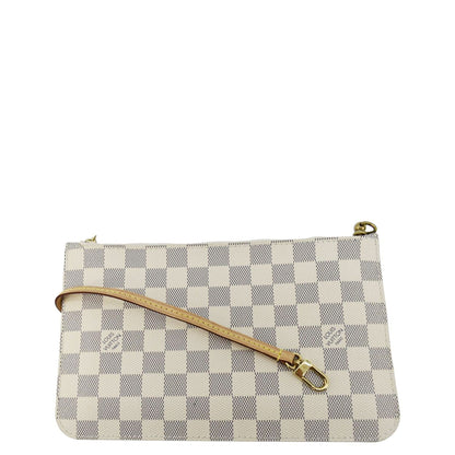 LOUIS VUITTON Wristlet Pochette Damier Azur Pouch White