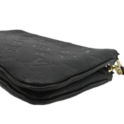 LOUIS VUITTON Double Zip Pochette Monogram Empreinte Crossbody Bag Black