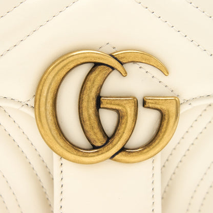 GUCCI GG MARMONT MINI BAG WHITE WITH GOLD