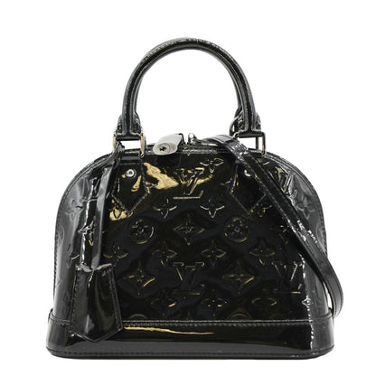 LOUIS VUITTON Alma BB Monogram Vernis Satchel Bag Black