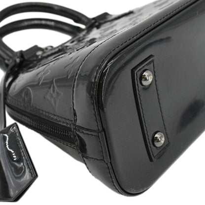 LOUIS VUITTON Alma BB Monogram Vernis Satchel Bag Black