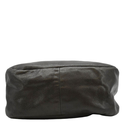 CHANEL CC Caviar Leather Hobo Bag Dark Brown