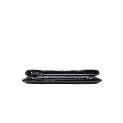 Chanel Patent Leather Fold Over Clutch Black