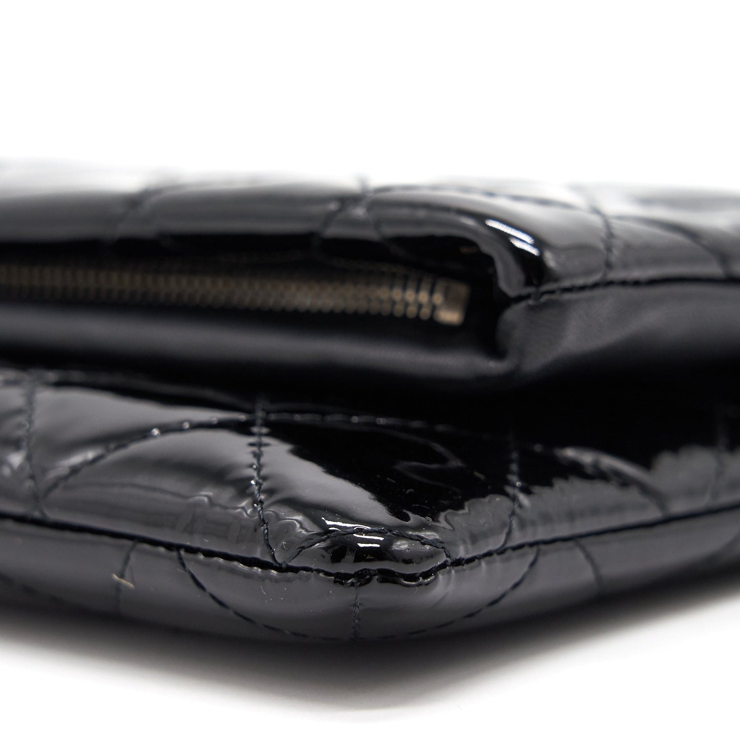 Chanel Patent Leather Fold Over Clutch Black