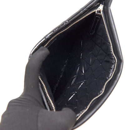 Chanel Patent Leather Fold Over Clutch Black