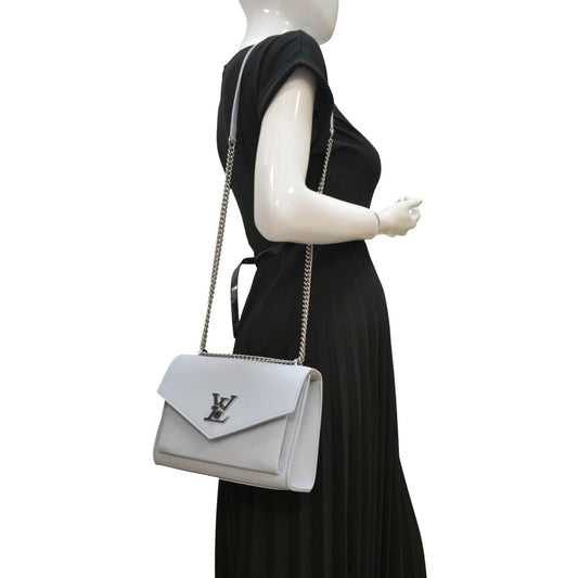LOUIS VUITTON Mylockme Calf Leather Chain Shoulder Bag Light Blue