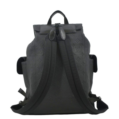 LOUIS VUITTON Christopher PM Monogram Taurillon Leather Backpack Bag Black