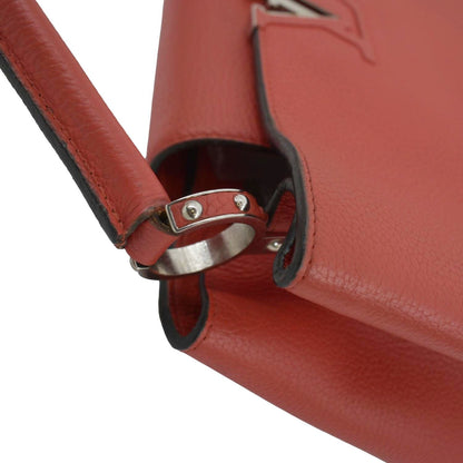 LOUIS VUITTON Capucines MM Taurillon Leather Satchel Bag Red