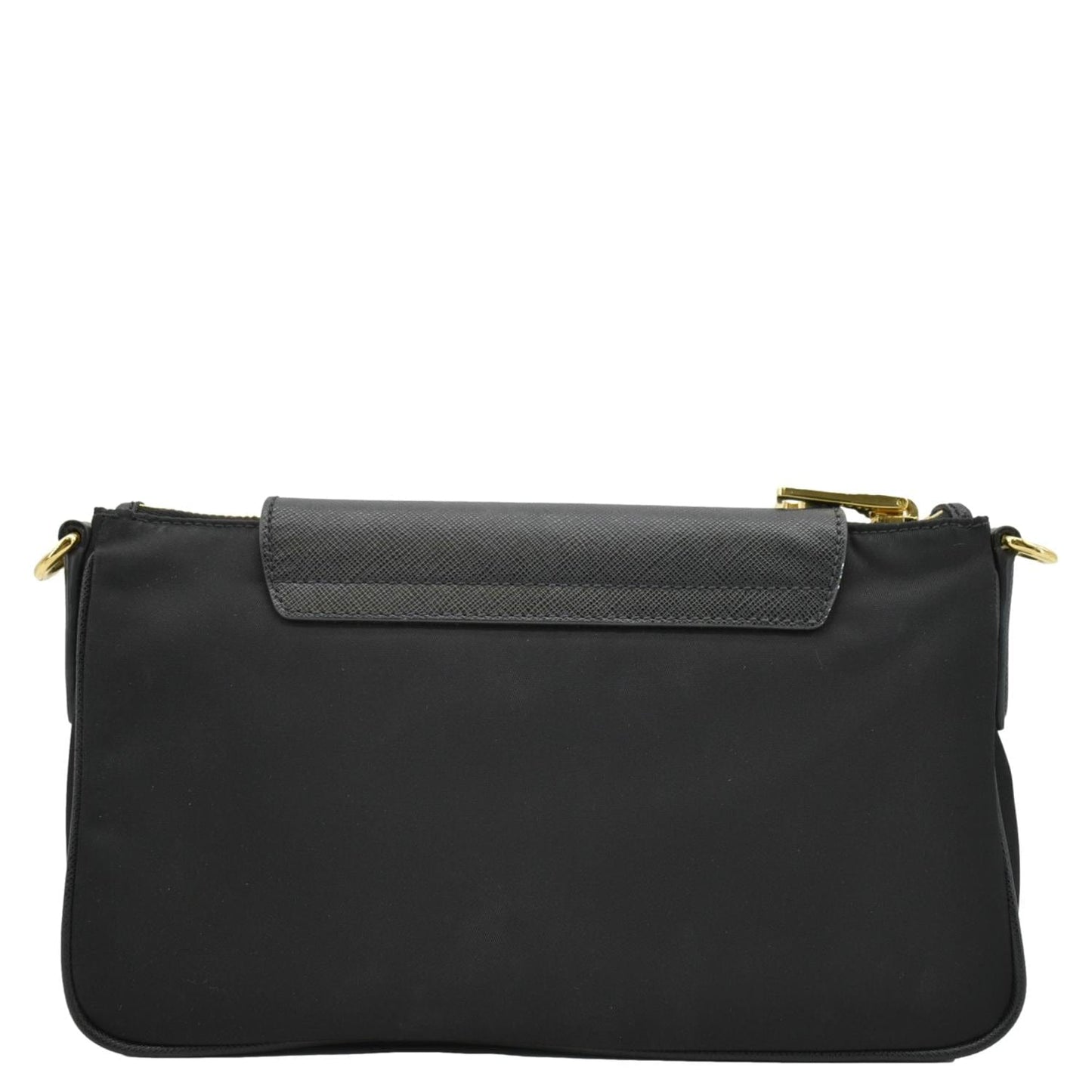PRADA Small Tessuto Saffiano Chain Crossbody Bag Black