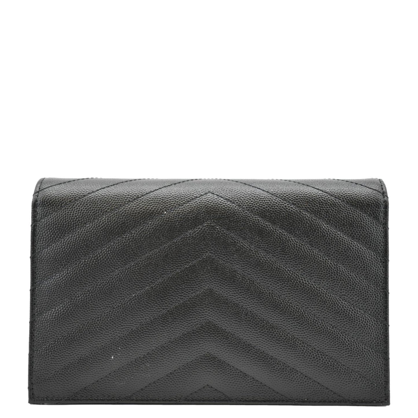 YVES SAINT LAURENT Monogram Envelope Grain De Poudre Leather Crossbody Bag Black