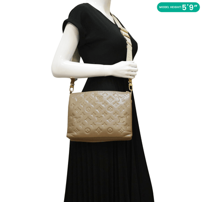 LOUIS VUITTON Coussin PM Monogram Embossed Leather Crossbody Bag Beige