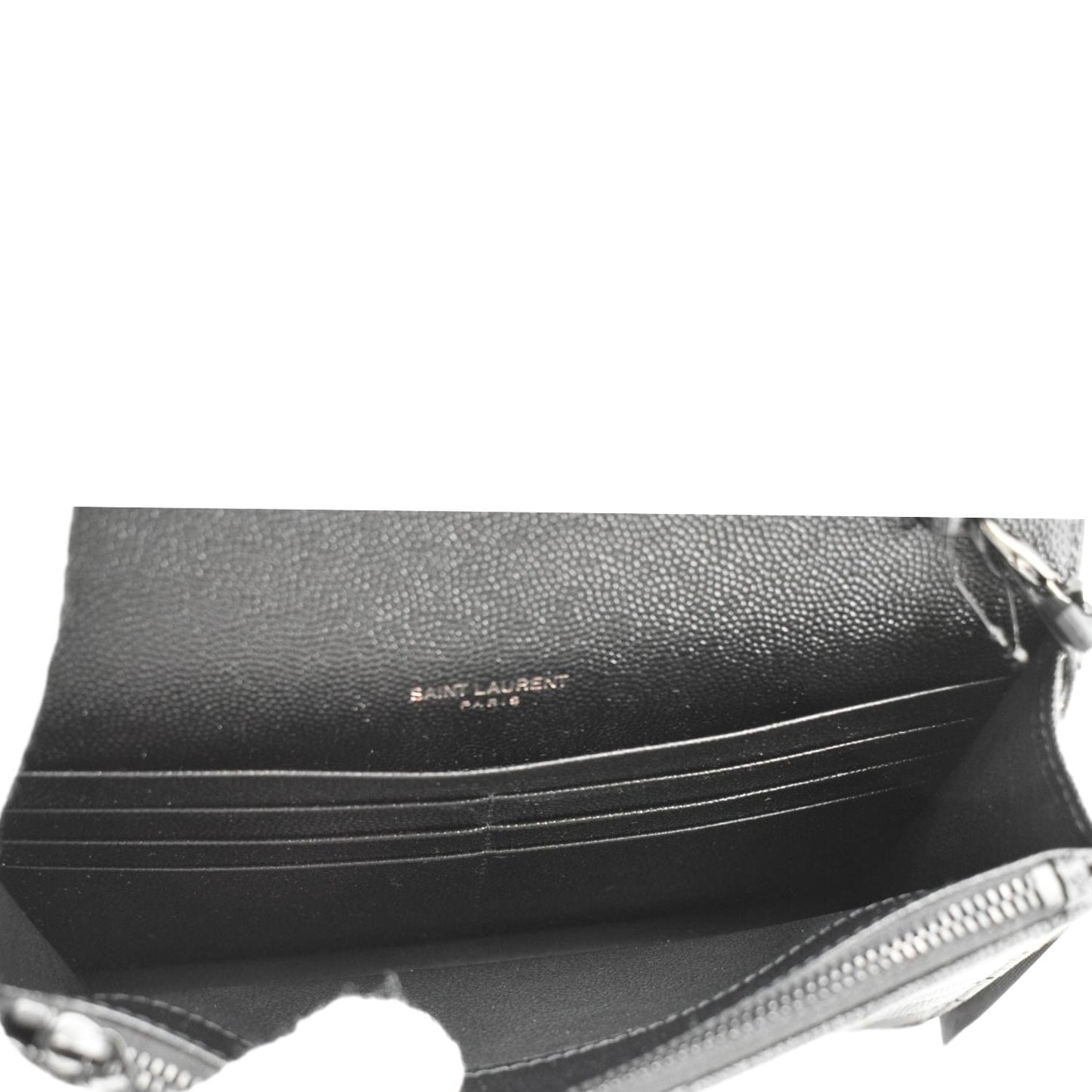 YVES SAINT LAURENT Monogram Envelope Grain De Poudre Leather Crossbody Bag Black