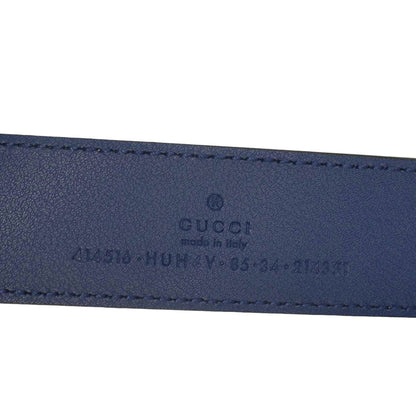 GUCCI GG Buckle Supreme Canvas Leather Belt Size 85.34 Blue 414516