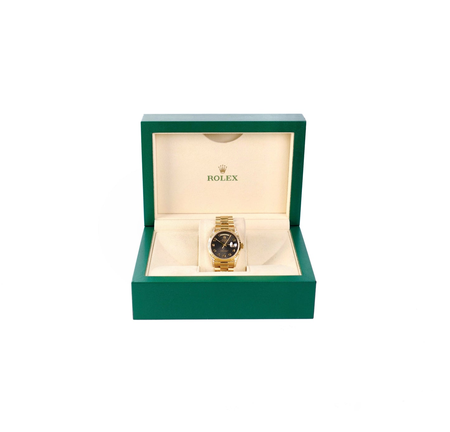 Rolex Day Date 36mm Gold Diamond Bronze Dial Watch