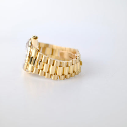 Rolex Day Date 36mm Gold Diamond Bronze Dial Watch