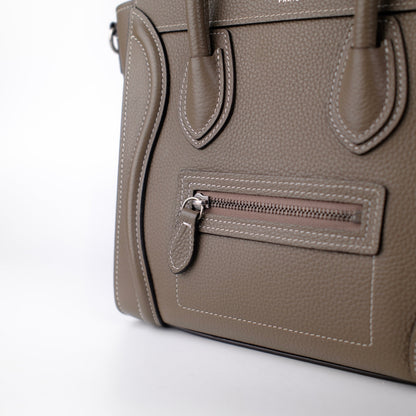 Celine Luggage Nano Calfskin Taupe