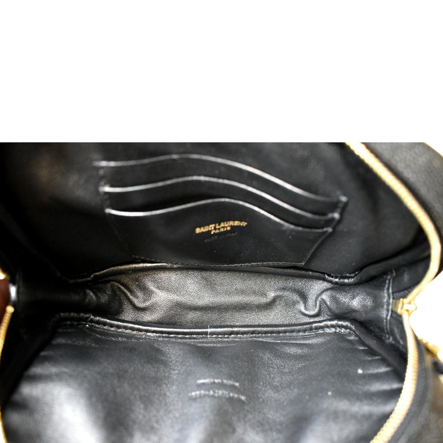 YVES SAINT LAURENT Mini Lou Leather Camera Crossbody Bag Black