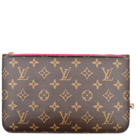 LOUIS VUITTON  Neverfull Monogram Canvas Pochette Wristlet Pouch Brown