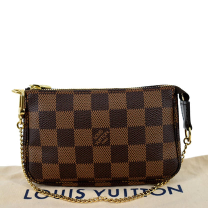LOUIS VUITTON Mini Pochette Damier Ebene Accessories Pouch Brown