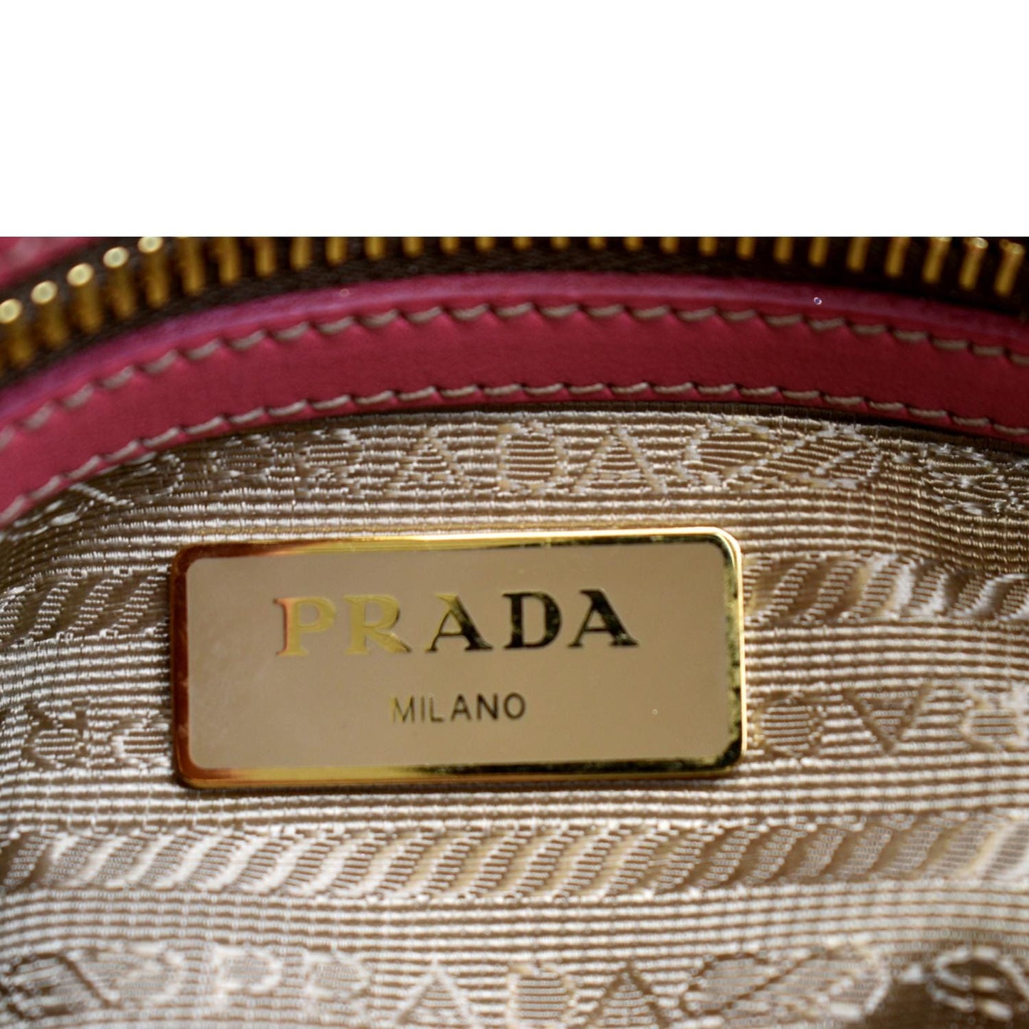 PRADA Jacquard Fabric Trim Crossbody Bag Brown