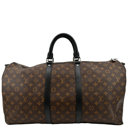 LOUIS VUITTON Keepall Bandouliere 55 Monogram Canvas Travel Bag Brown