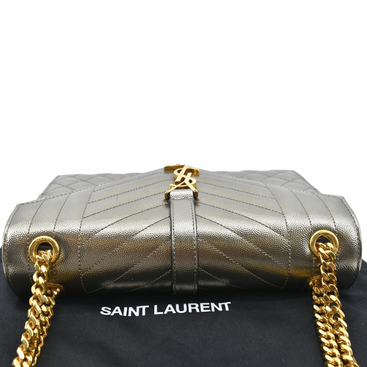 YVES SAINT LAURENT Envelope Medium Matelasse Leather Shoulder Bag Metallic