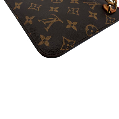 LOUIS VUITTON  Neverfull Monogram Canvas Pochette Wristlet Pouch Brown