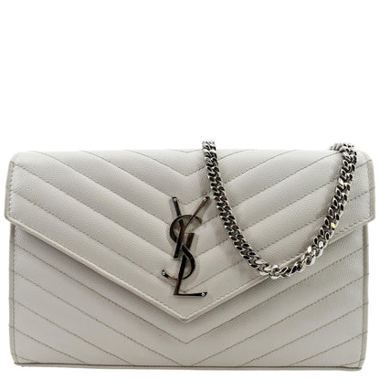YVES SAINT LAURENT Grain De Poudre Envelope Chain Bag White