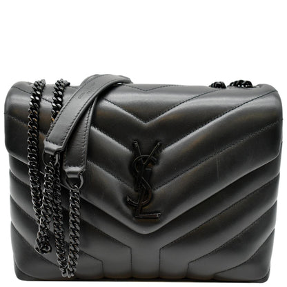 YVES SAINT LAURENT Loulou Small Calfskin Leather Shoulder Bag Black