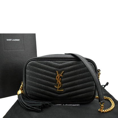 YVES SAINT LAURENT Mini Lou Leather Camera Crossbody Bag Black