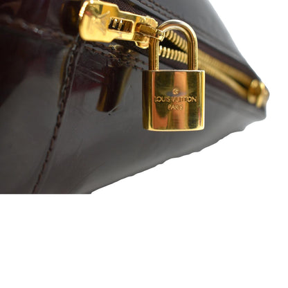 LOUIS VUITTON Alma GM Monogram Vernis Leather Satchel Bag Amarante
