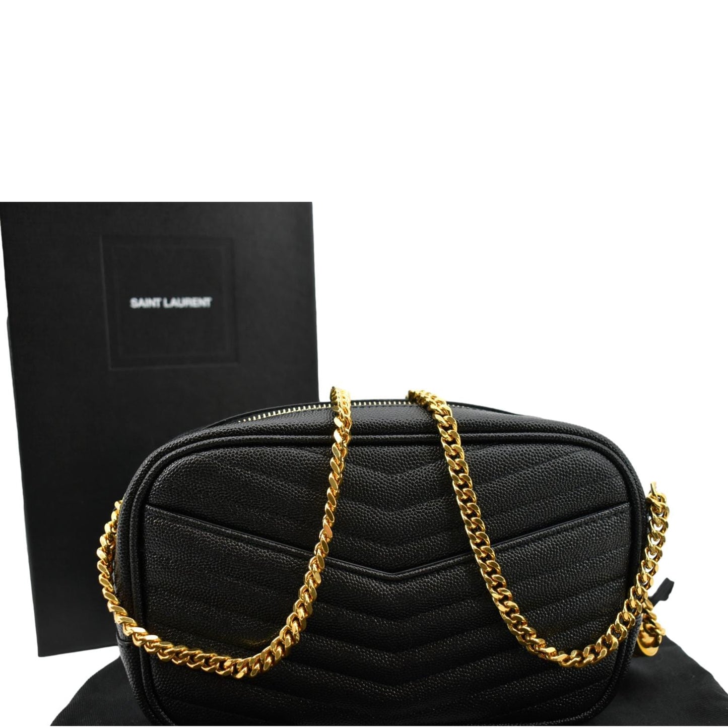 YVES SAINT LAURENT Mini Lou Leather Camera Crossbody Bag Black