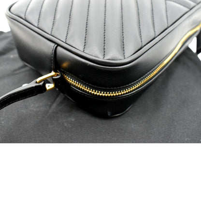 YVES SAINT LAURENT Lou Camera Chevron Leather Crossbody Bag Black