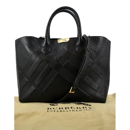 BURBERRY Dewsbury Medium Grain Check Embossed Tote Bag Black