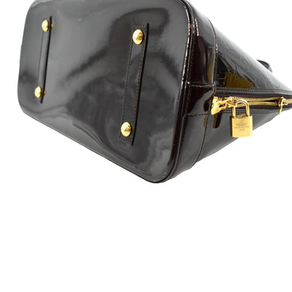 LOUIS VUITTON Alma GM Monogram Vernis Leather Satchel Bag Amarante