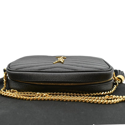 YVES SAINT LAURENT Mini Lou Leather Camera Crossbody Bag Black