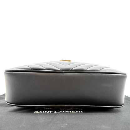 YVES SAINT LAURENT Lou Camera Chevron Leather Crossbody Bag Black