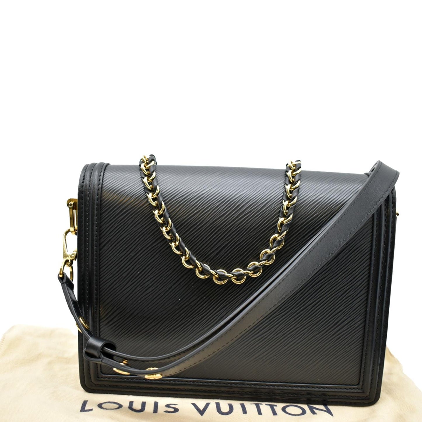 LOUIS VUITTON Dauphine MM Epi Leather Shoulder Bag Black