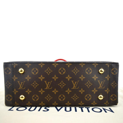 LOUIS VUITTON Flower Monogram Canvas Tote Shoulder Bag Cerise