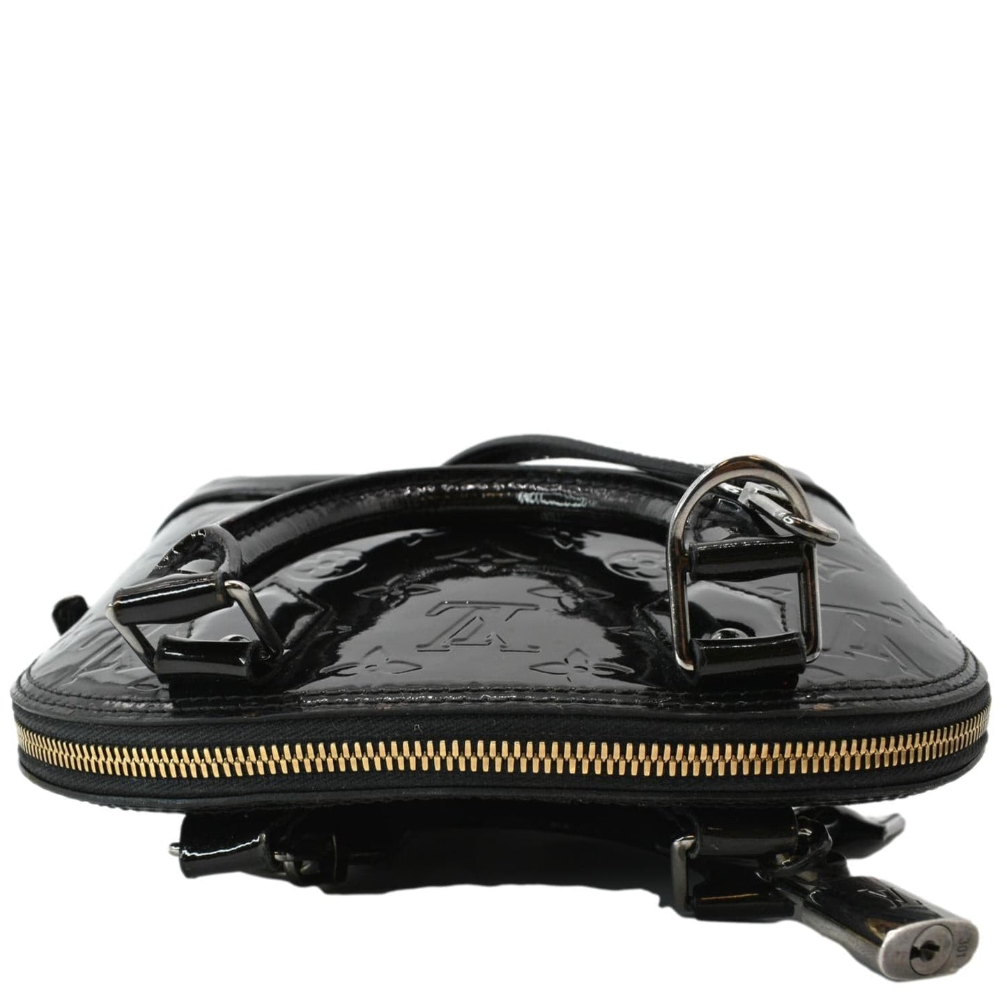 LOUIS VUITTON Alma BB Vernis Leather Satchel Crossbody Bag Black