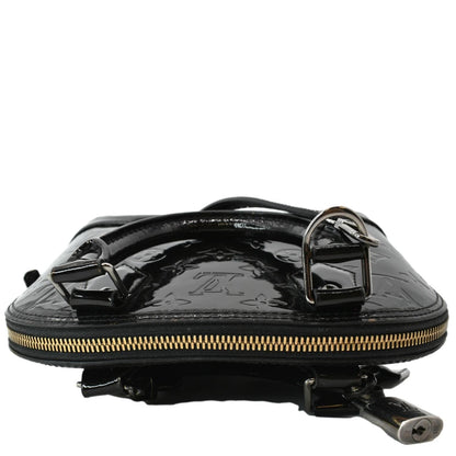 LOUIS VUITTON Alma BB Vernis Leather Satchel Crossbody Bag Black