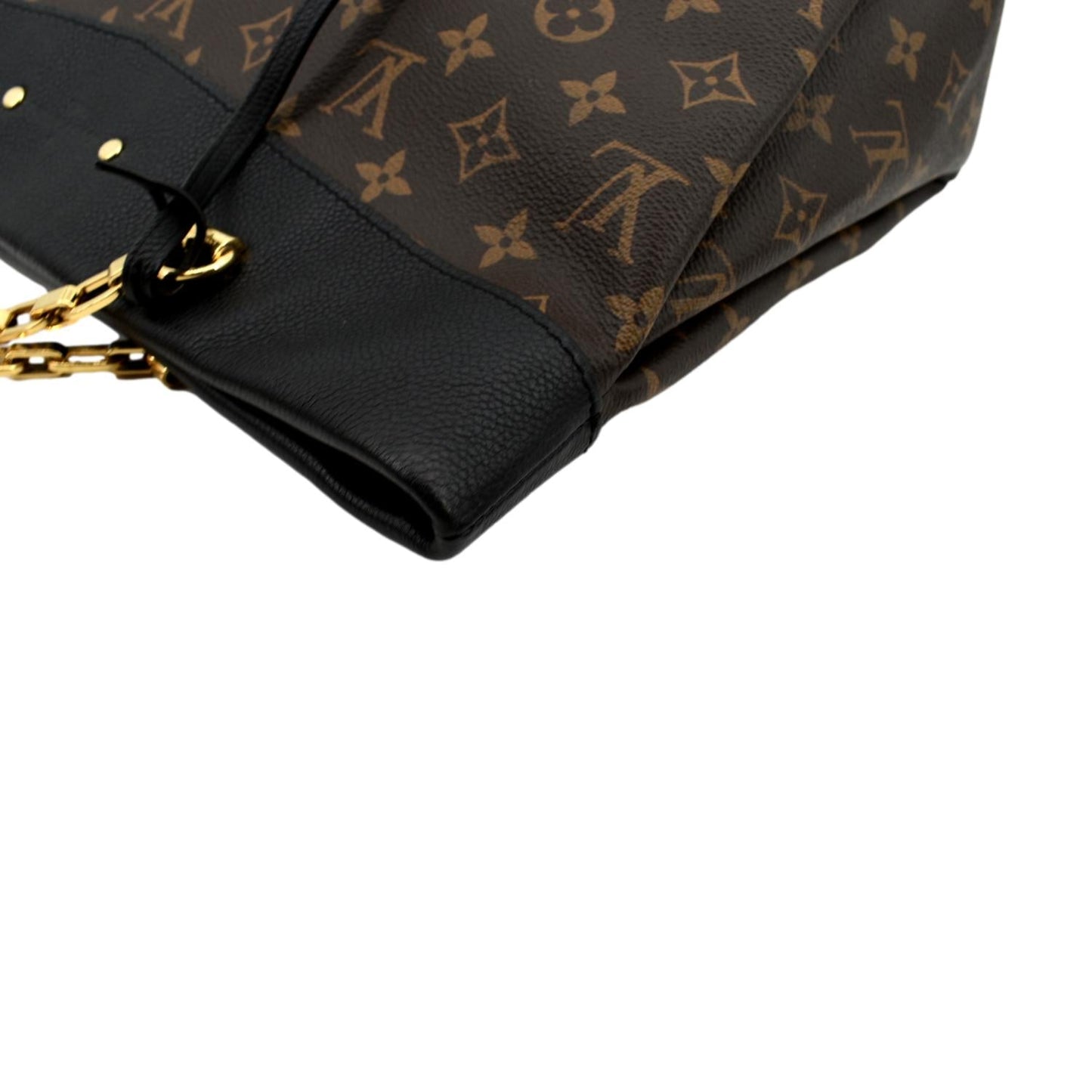 LOUIS VUITTON Pallas Chain Monogram Canvas Shopper Tote Bag Brown