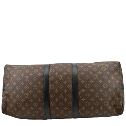 LOUIS VUITTON Keepall Bandouliere 55 Monogram Canvas Travel Bag Brown